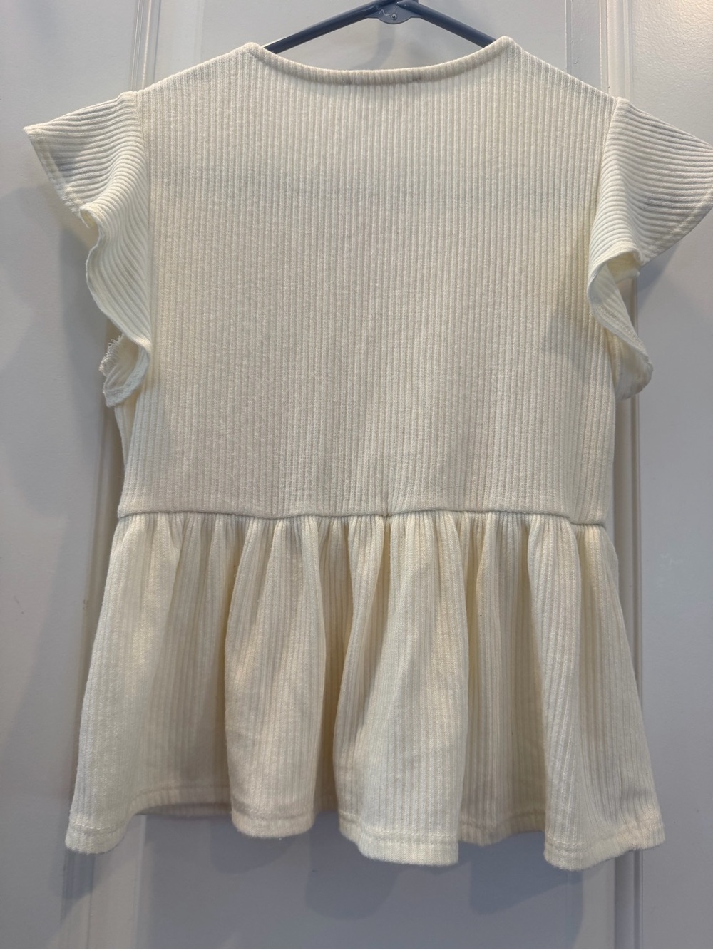 Altar’d State Cream Ribbed Button-Front Peplum Top - Picture 2 of 3